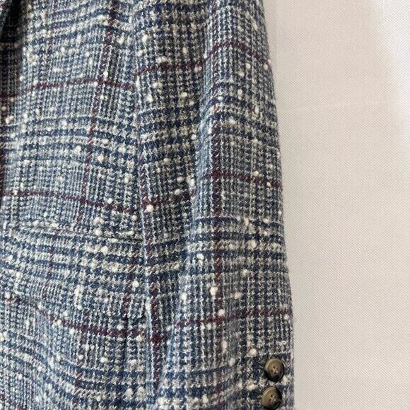 NEW NWT $560 Isabel Marant Etoile Kice Plaid Wool-Blend Blue Printed 1 button - Picture 12 of 13